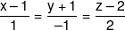 \frac{{x - 1}}{1} = \frac{{y + 1}}{{ - 1}} = \frac{{z - 2}}{2}