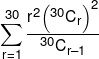 \sum\limits_{r = 1}^{30} {\frac{{{r^2}{{\left( {^{30}{C_r}} \right)}^2}}}{{^{30}{C_{r - 1}}}}} 