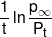 \frac{1}{t}\ln \frac{{{p_\infty }}}{{{P_t}}}