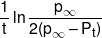 \frac{1}{t}\ln \frac{{{p_\infty }}}{{2({p_\infty } - {P_t})}}