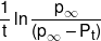 \frac{1}{t}\ln \frac{{{p_\infty }}}{{({p_\infty } - {P_t})}}