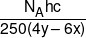 \frac{{{N_A}hc}}{{250(4y - 6x)}}