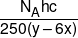 \frac{{{N_A}hc}}{{250(y - 6x)}}