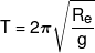 T = 2\pi \sqrt {\frac{{{R_e}}}{g}} 
