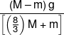 \frac{{\left( {M - m} \right)g}}{{\left[ {\left( {\frac{8}{3}} \right)M + m} \right]}}