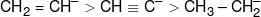 C{H_2} = C{H^ - } > CH \equiv {C^ - } > C{H_3} - CH_2^ - 