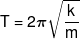 T = 2\pi \sqrt {\frac{k}{m}} 