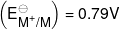 \left( {E_{{M^ + }/M}^ \ominus } \right) = 0.79V